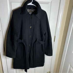 Vintage Y2k Baby Phat Black Wool Blend Pea Coat Jacket Size Large